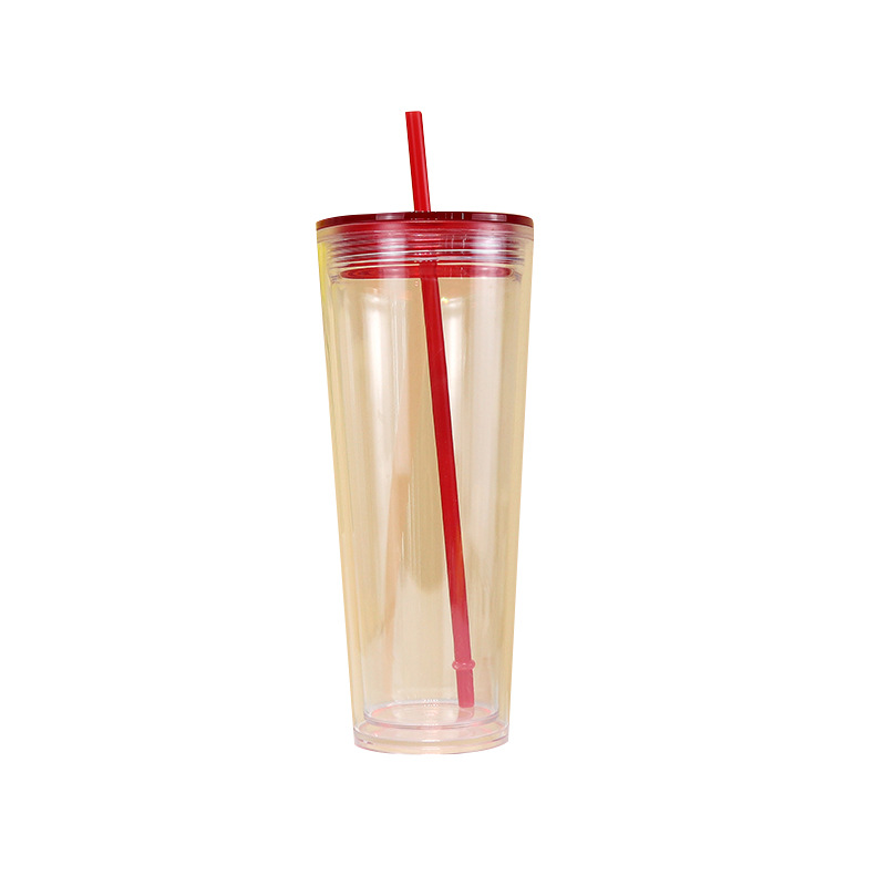 【 Processing and Customization 】 Household straw cup with screw cap 710ml large-capacity water cup, double-layer high-temperature resistant luminous water cup Item Picture