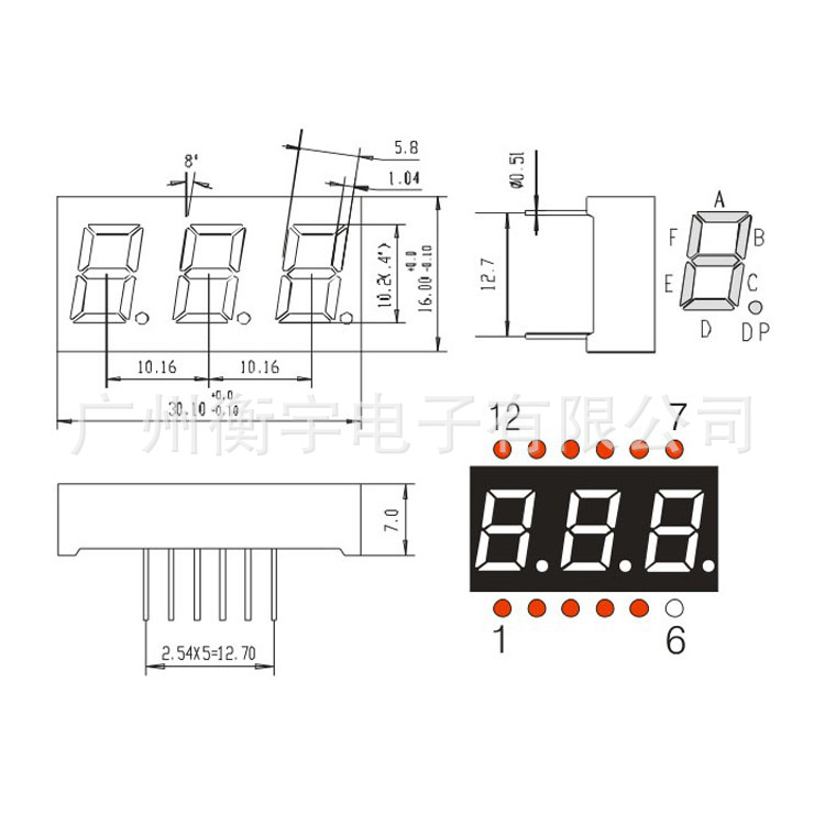 0.4-inch 3-digit digital tube, red 4301AS (co-negative), 4301BS(co-positive) Application Scenario