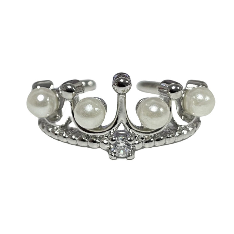 Simple, light luxury, sweet, cool and fashionable French pearl open ring, women's high-end feel, versatile, cold style, niche food ring Item Picture