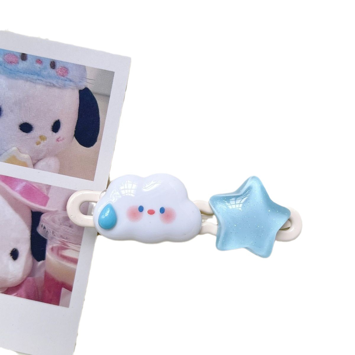 Cream cloud star hair clips, ins cute and sweet girl side clips, children's hair accessories and hair clips wholesale Item Picture