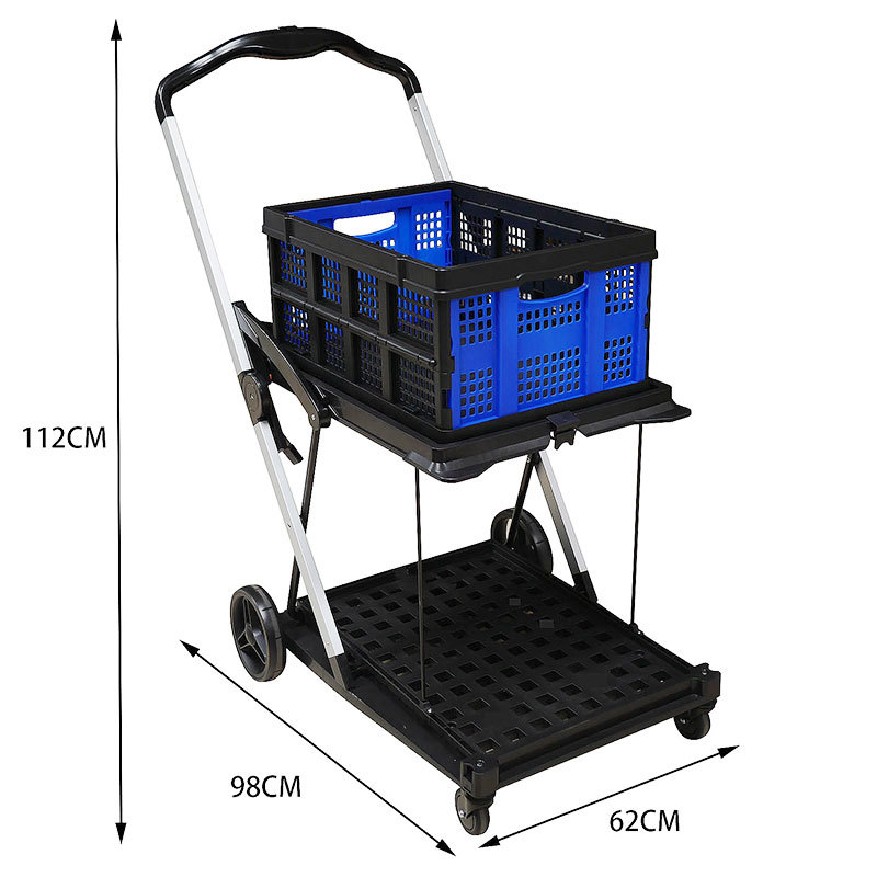 Multi-functional folding double-layer trolley, portable storage trolley, picture gallery, office, warehouse, moving goods, mobile small trolley undefined