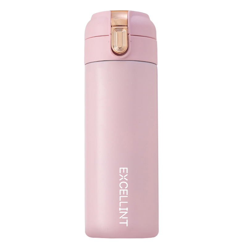 New stainless steel insulated cup with a spring lid, pea design, simple student water cup, handle, portable car, creative gift cup Item Picture
