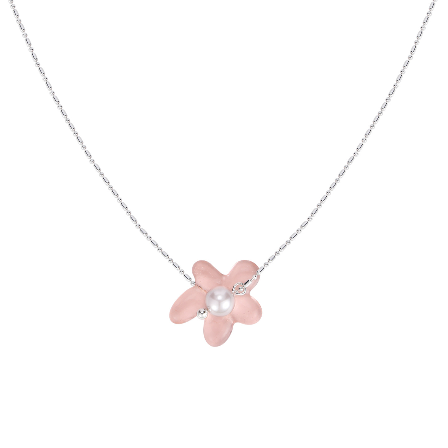 Korean-style simple Instagram super fairy glass flower necklace for women, a niche design, exquisite and versatile, high-end collarbone chain Item Picture