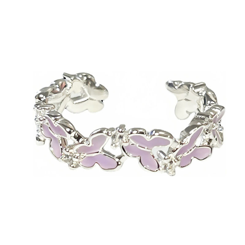 ins minimalist design starfish pearl open ring for women, pink flower butterfly sweet and unique niche ring Item Picture