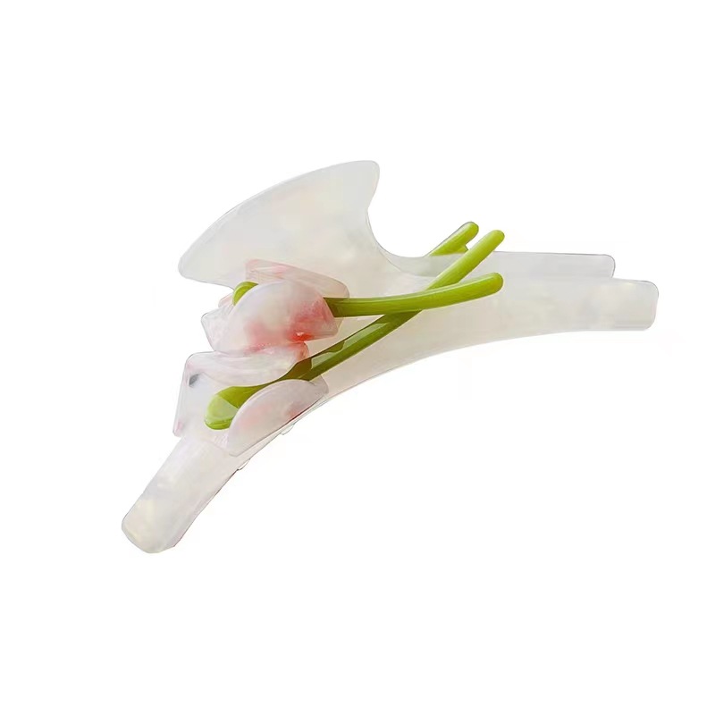 Live well and meet each other slowly ~ Acetate flower clipper Korean-style simple jelly-colored hair bun shark clip hair accessory Item Picture