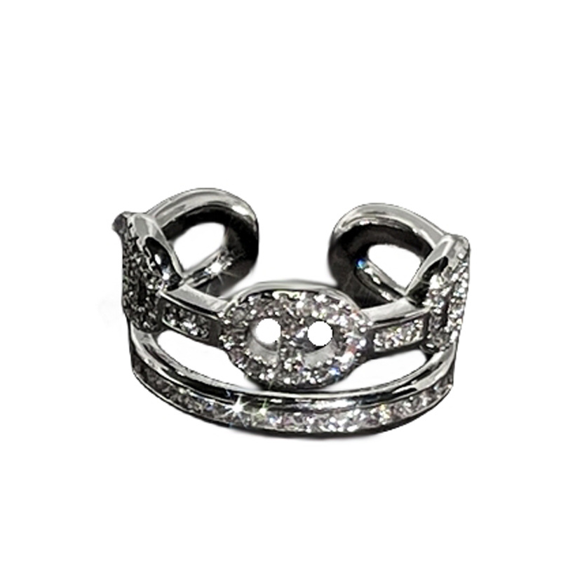A light luxury and niche design, a double-layer pig nose hollowed-out opening ring, a star ball, a unique, ins, simple and versatile ring Item Picture