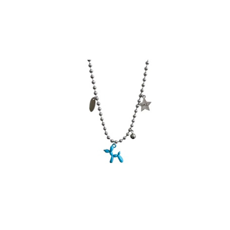 Sweet and cool style puppy star round bead long necklace for women, high-end and versatile collarbone chain, exquisite and fashionable, elegant neckchain Item Picture