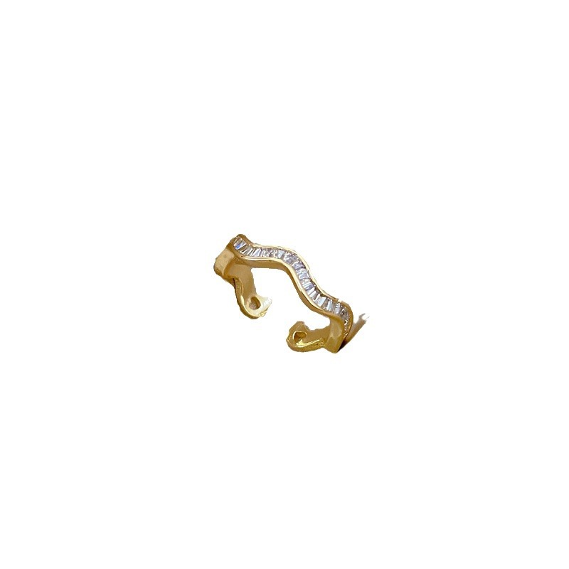 【 Real Gold 】 Meandering irregular-shaped zircon ring with adjustable opening, simple Japanese-style bracelet, couple rings Item Picture
