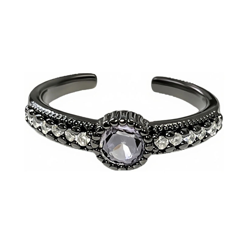 European and American style dark purple diamond high-end open ring, punk fashion, star moon butterfly geometric light luxury ring Item Picture