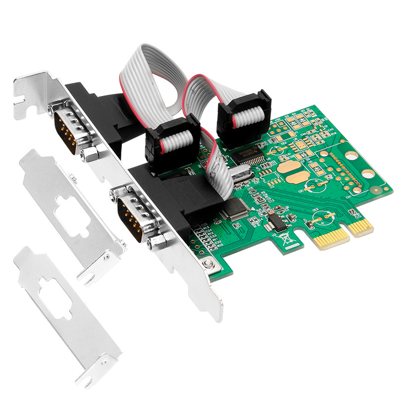 PCIE to 232 serial port card DB9 pin com port expansion card Two-port RS232 communication adapter card WCH CH382L Item Picture