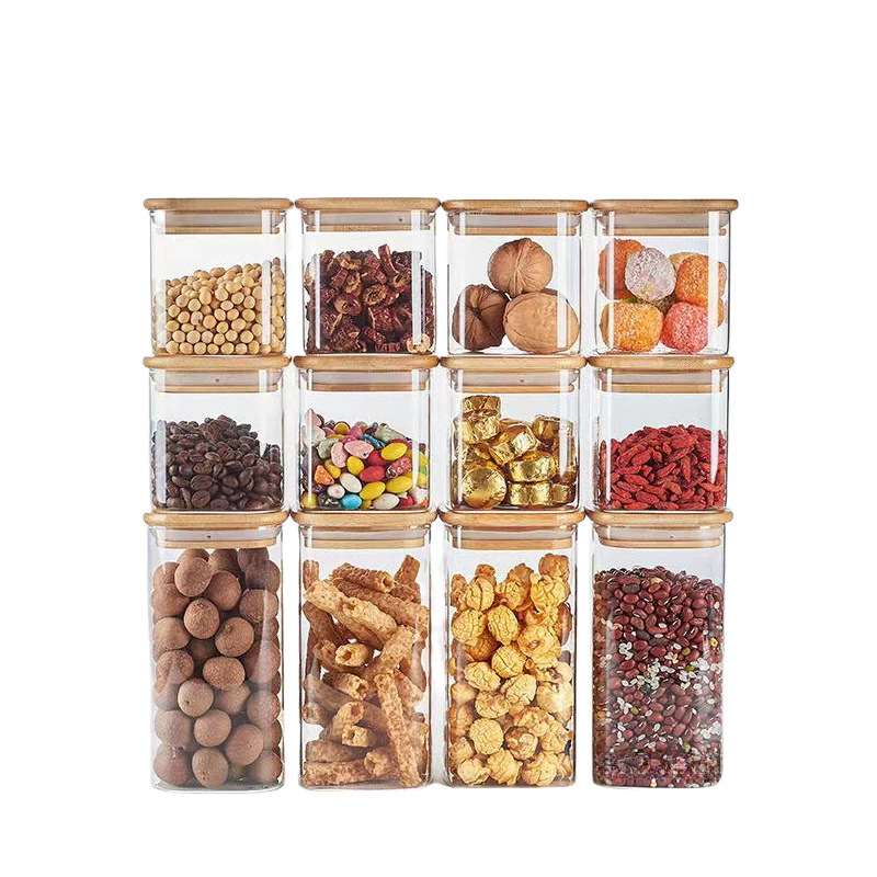 Cross-border exclusive food storage can set, food-grade sealed cans, bamboo and wood LIDS, seasoning, food and snack storage cans Item Picture
