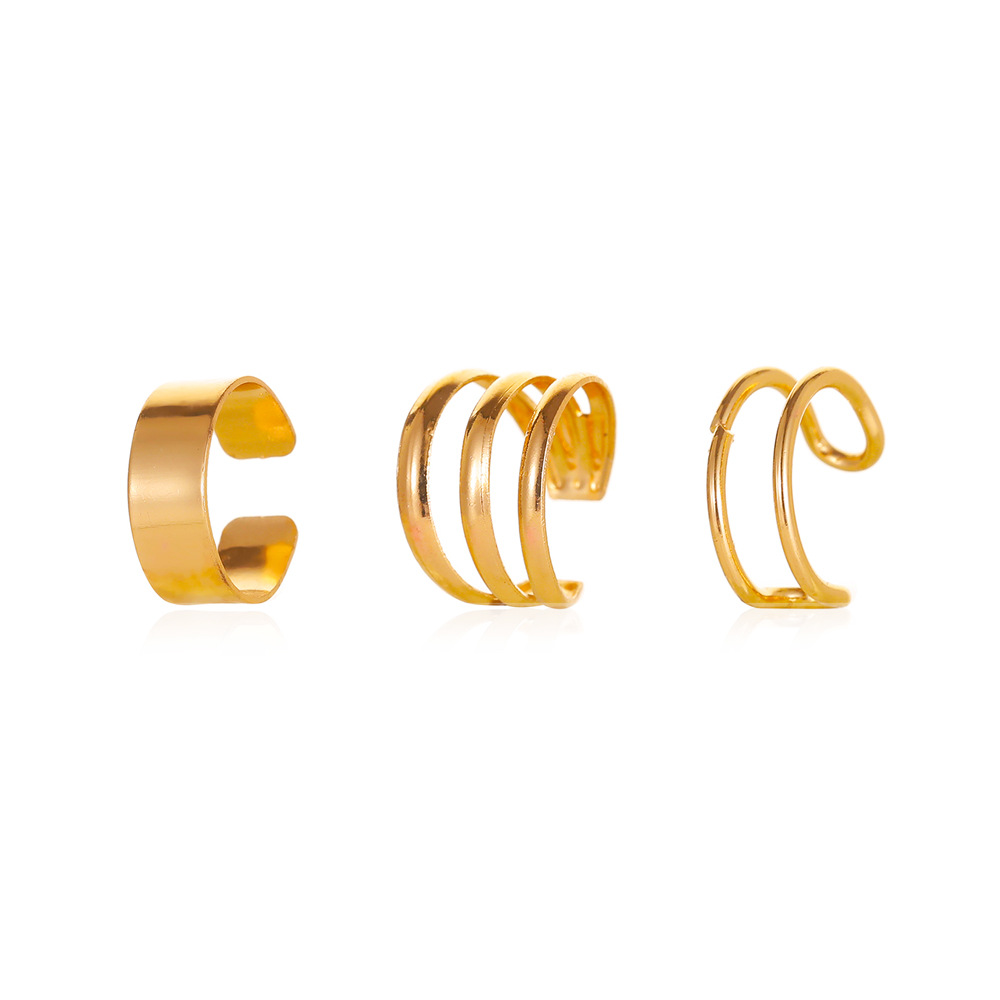 Korean style Instagram no-hole C-shaped ear bone clips, fashionable retro cold style geometric circle earrings and earrings wholesale, ear clips for women Item Picture
