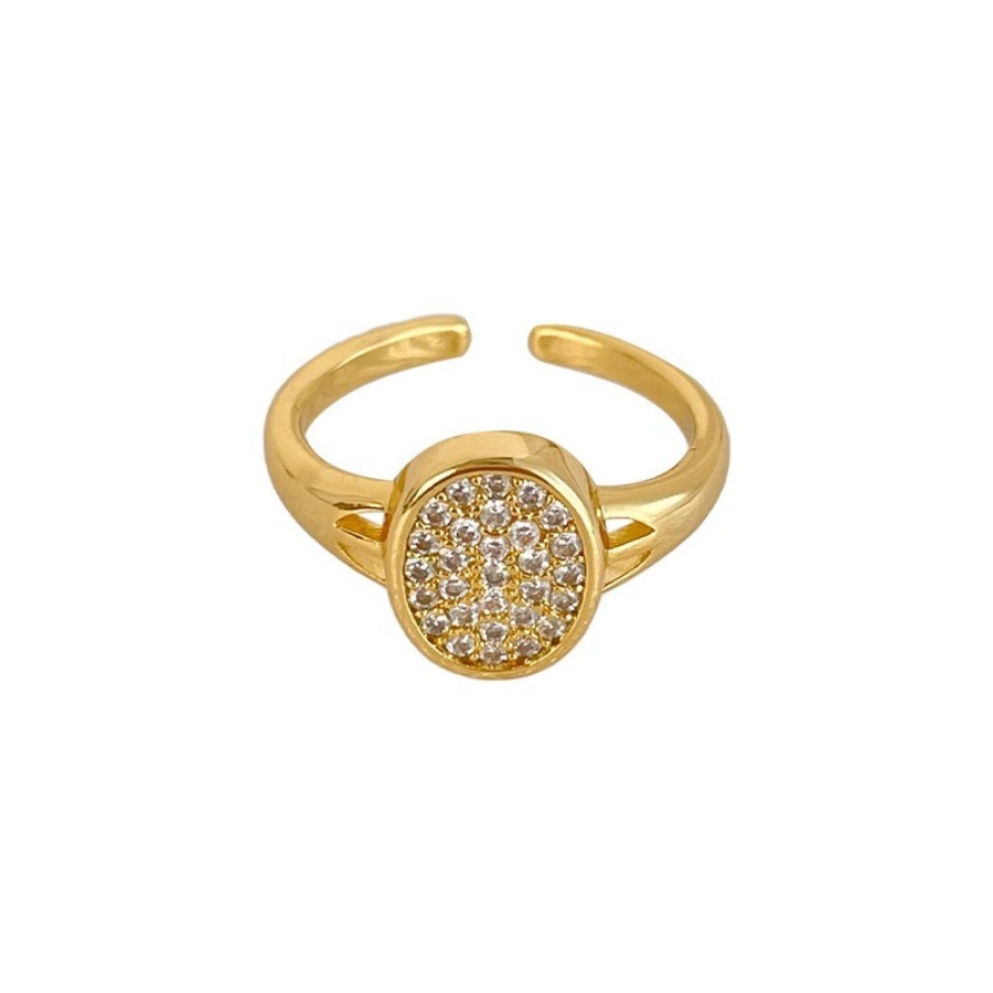 Vintage Mid-style oval diamond ring for women, a niche and high-end index finger ring, a light luxury and unique zircon ring Item Picture