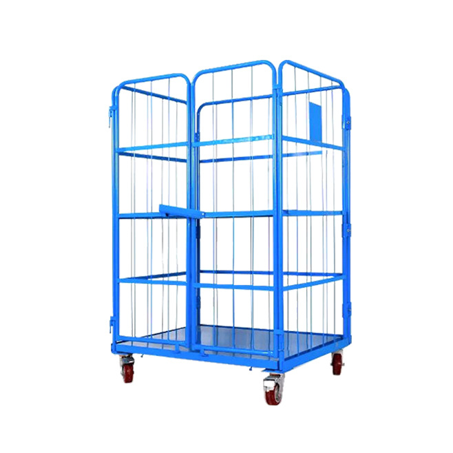 Wholesale of logistics trolley cage cars with doors, grid type, multi-layer four-sided storage transfer cage cars, and mobile turnover cars Item Picture