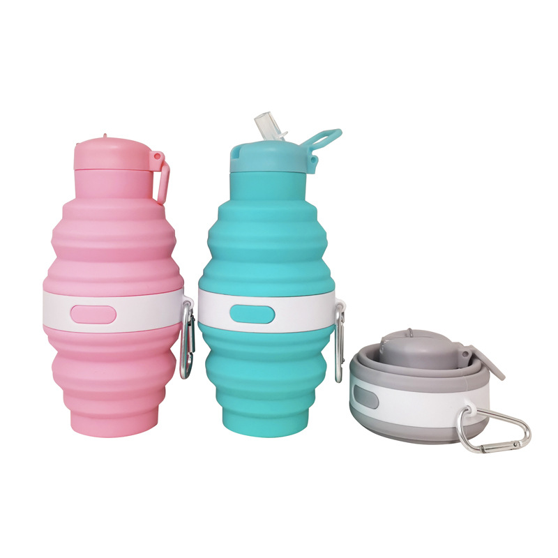 Amazon Creative food-grade foldable silicone cup Outdoor sports water bottle Multi-functional portable telescopic water cup details Picture