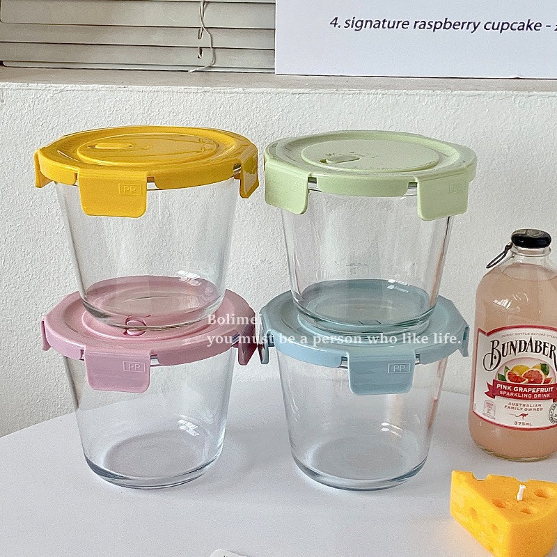Bolimei high borosilicate glass fresh-keeping bowls with LIDS, sealed salad bowls, soup buckets, student lunch boxes, environmentally friendly full figure
