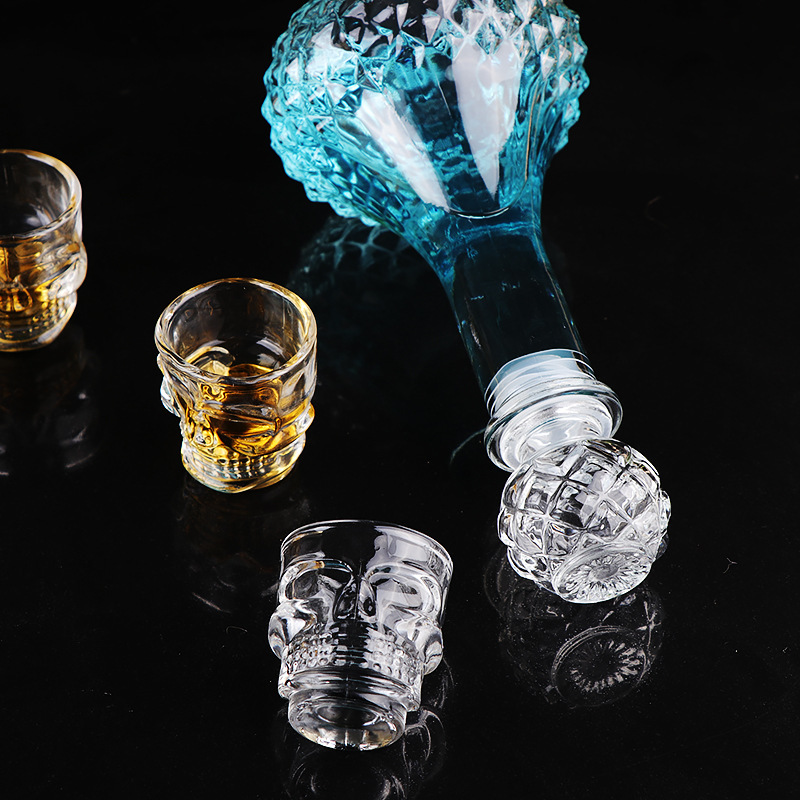 Wholesale of 50ml skull glass wine glasses, 500ml medium long-neck European-style glass wine and red wine empty bottle sets from the manufacturer Specification drawing