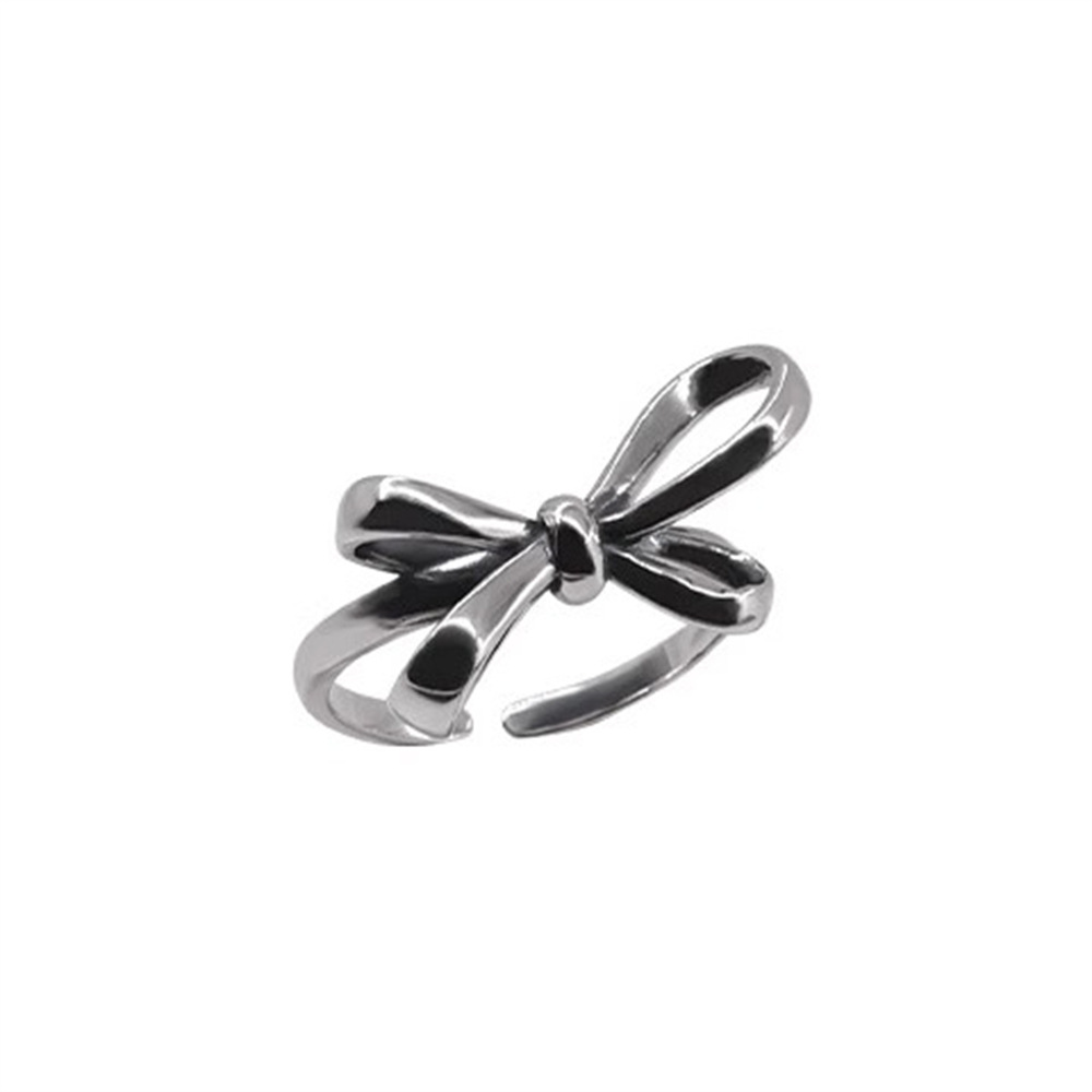 Korean bow ring for women, 925 sterling silver pearl ring, ins, cold style, simple and individual, light luxury index finger ring trend Item Picture