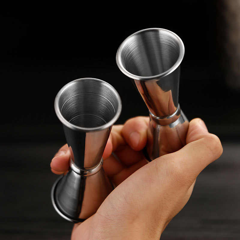 Stainless steel double-headed ounce cup measuring cup 15 30, rolled-up measuring cup bar counter, Japanese wine measuring instrument with scale 20/40 Specification drawing