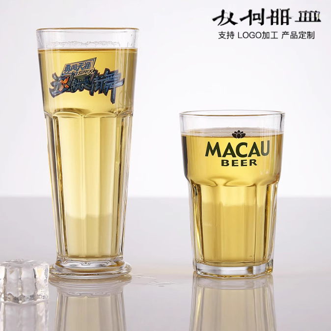 Glass cups, beer mugs, draft beer cups, milk cups, heat-resistant milk tea brewing cups, LOGO printing details Picture