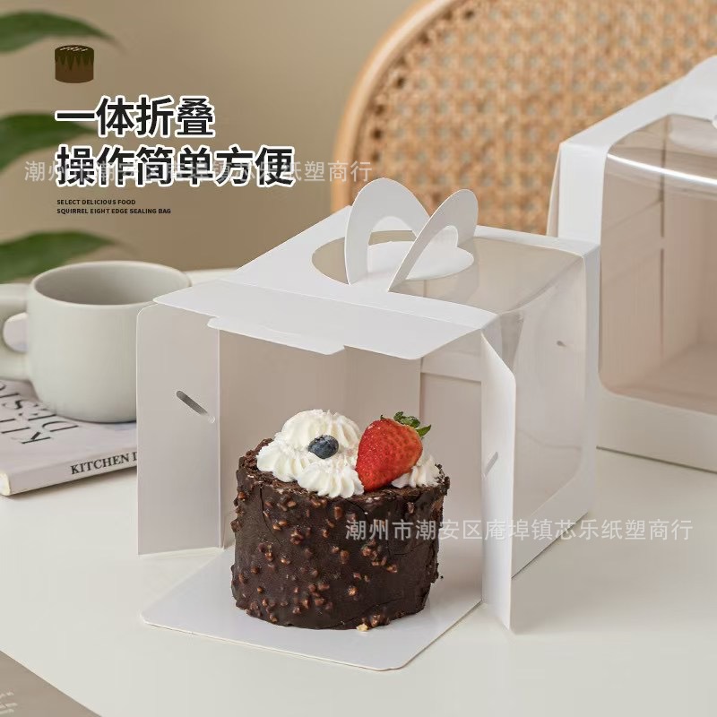 4-inch hand-held cake box, 3-inch, 4-inch, 6-inch birthday cake box, popular windowed cake packing box, dessert hand-held box Item Picture