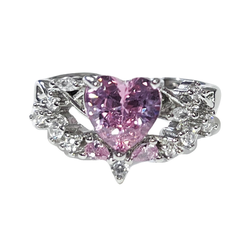 The exquisite and sweet pink diamond open-top ring exudes a sense of high-end sophistication for women, with a light luxury temperament and a niche design sense. It's a trendy ring for best friends Item Picture