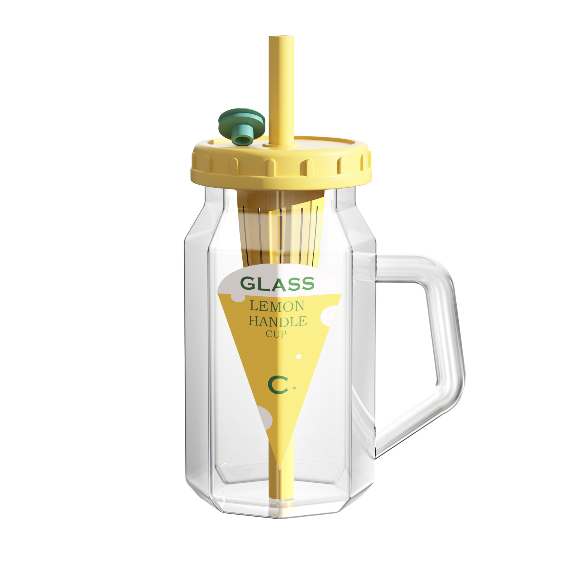 High appearance level with tea strout, glass water cup, handle cup, portable straw cup, large-capacity glass cup, popular tea water cup Item Picture