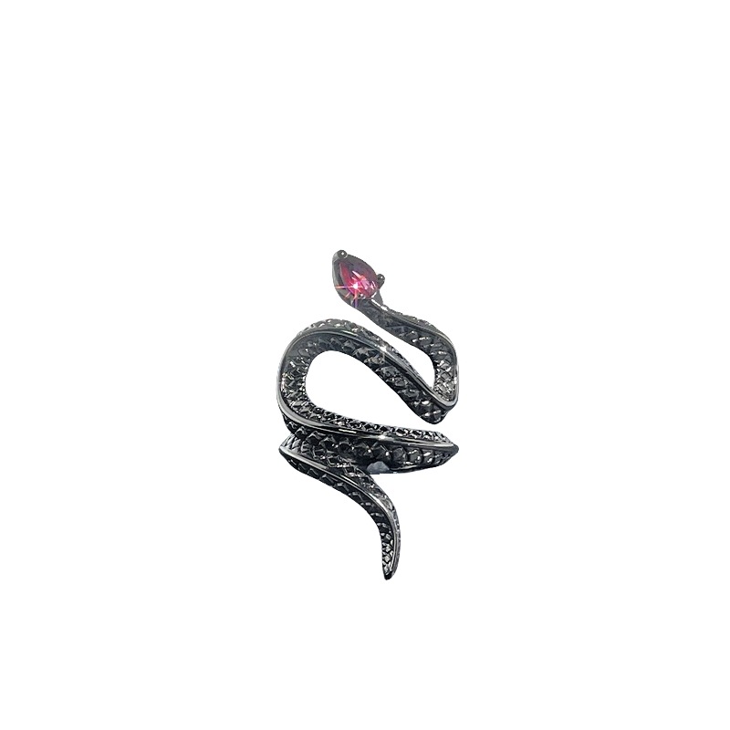 European and American punk cool snake-shaped opening ring, neutral hip-hop fashion personality index finger ring, cold style quality ring Item Picture