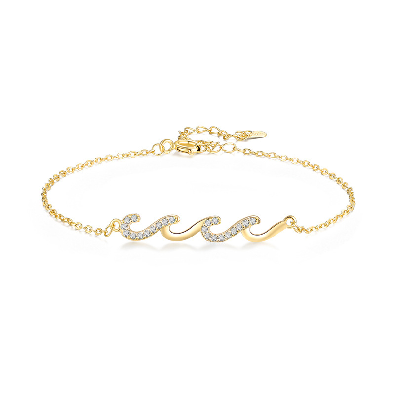 【 All-titanium Steel 】 Dongdaemun Minimalist style, wave-shaped chain bracelet, female Internet celebrity, retro best friend Item Picture