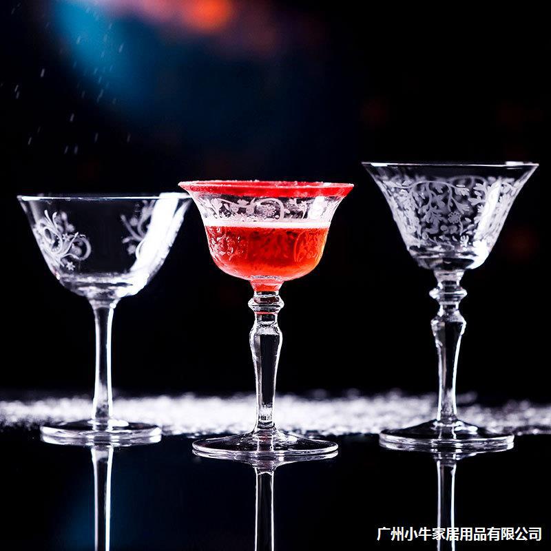 Japanese cocktail cups, grilled flower highball cups, light and thin series Martini cups, Singapore Commander cups, long drinking cups Specification drawing