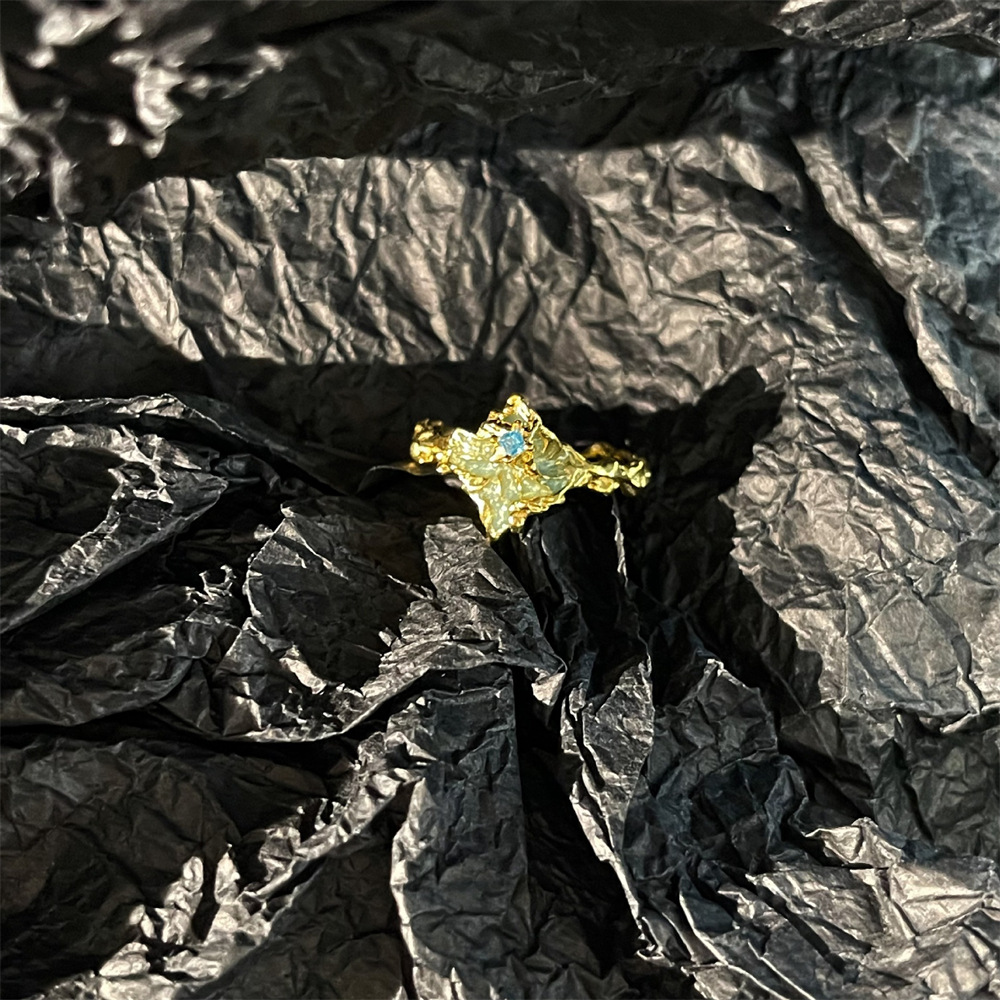 Textured color diamond ring for women, 925 sterling silver ins Korean version high-end ring, niche cold style light luxury epoxy resin jewelry Specification drawing
