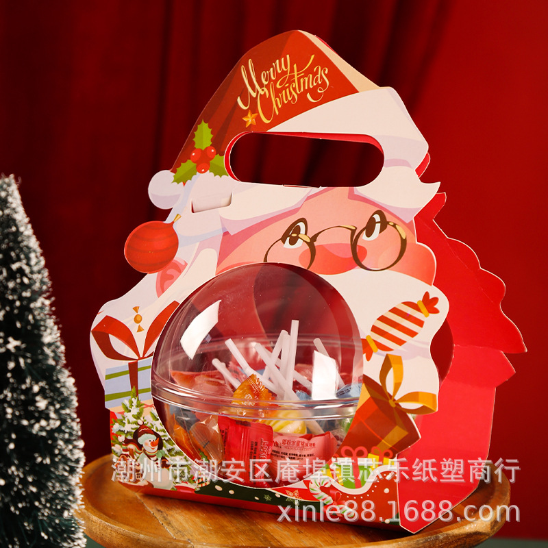 Christmas mousse ball cake box, snowflake crispy candy fruit packaging, hand-held hugging bucket, baking mousse cake packaging box Item Picture
