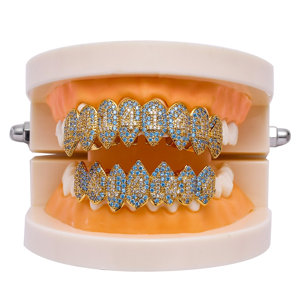 New 1414 teething set teethgrills 8-toothed vampire Zircon hip-hop teething set for Halloween in Europe and America Specification drawing