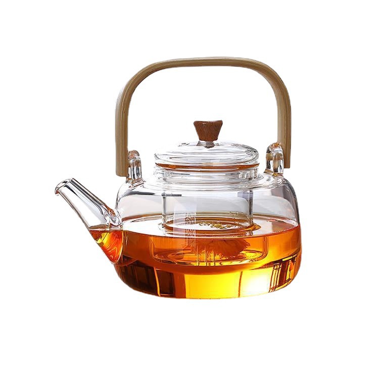 Glass teapot set, high appearance level, household high-temperature resistant thickened explosion-proof boiling teapot, brewing teapot, tea-water separation teapot Item Picture