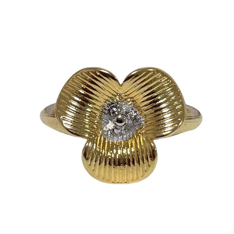 The new Chinese-style retro brushed flower ring for women features a light luxury, exquisite and cold design with a high-end feel, highlighting the white petal ring Item Picture