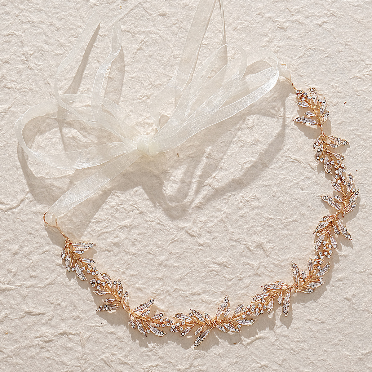 New European and American bridal headwear: simple alloy leaf hair bands, rhinestone hair bands, wedding dress accessories, updo hair bands full figure
