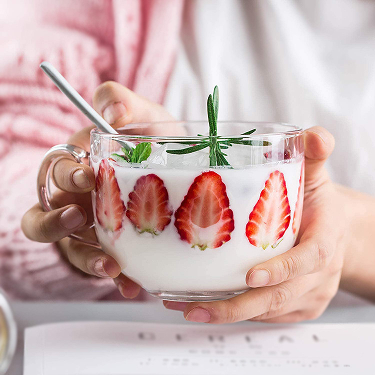 Lizun large-capacity breakfast cups, oat cups, household milk cups, coffee cups and dessert cups are available for wholesale with logo printing Specification drawing
