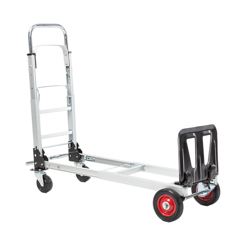 A logistics trolley, portable hand-pulled cart, folding telescopic handcart, aluminum alloy flatbed cart, handling cart details Picture
