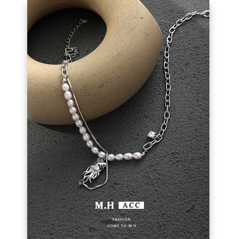 Natural pearl necklaces with a fashionable and versatile design for autumn and winter, simple and retro unique sweater chains, and exquisite wholesale necklaces Specification drawing