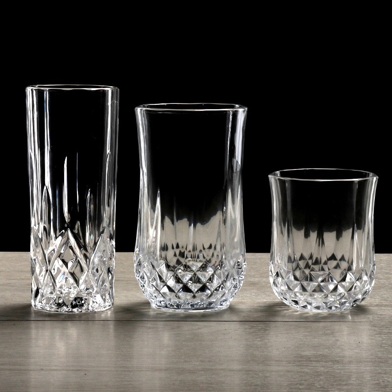 Transparent glass water cups, meal cups, whisky cups, wine glasses, juice cups, special offer, diamond cups 8707 factory direct sales full figure
