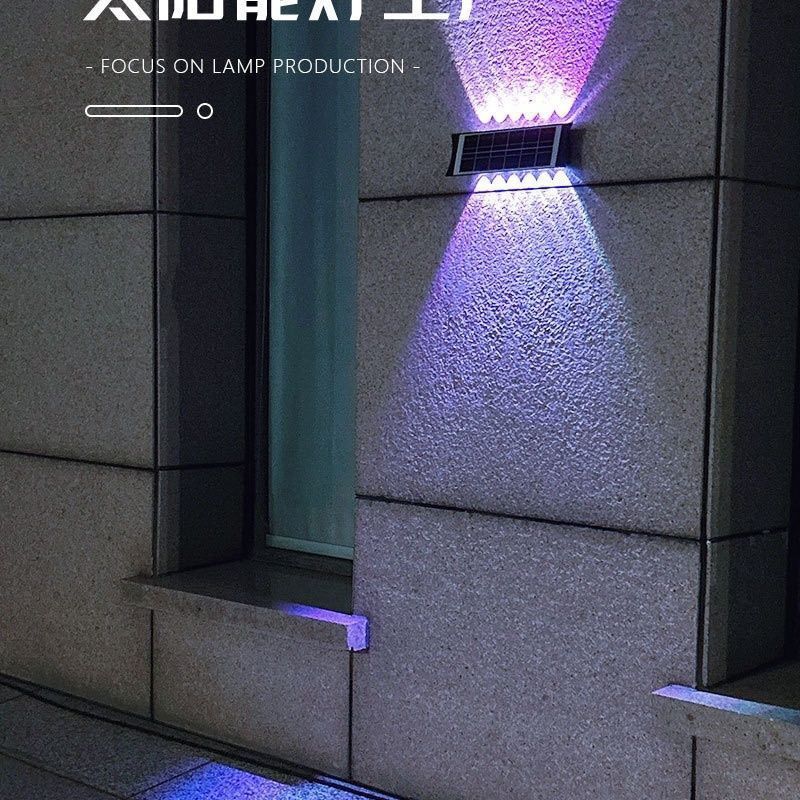 New solar-powered wall-washing lights for landscape decoration, villa balconies, gardens, fences, outdoor wall lamps and night lights Specification drawing