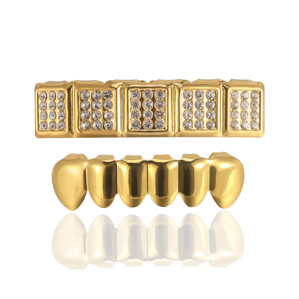 The manufacturer supplies European and American fashionable square 6-tooth hip-hop teeth, HIPHOP dentures and Halloween stage props details Picture