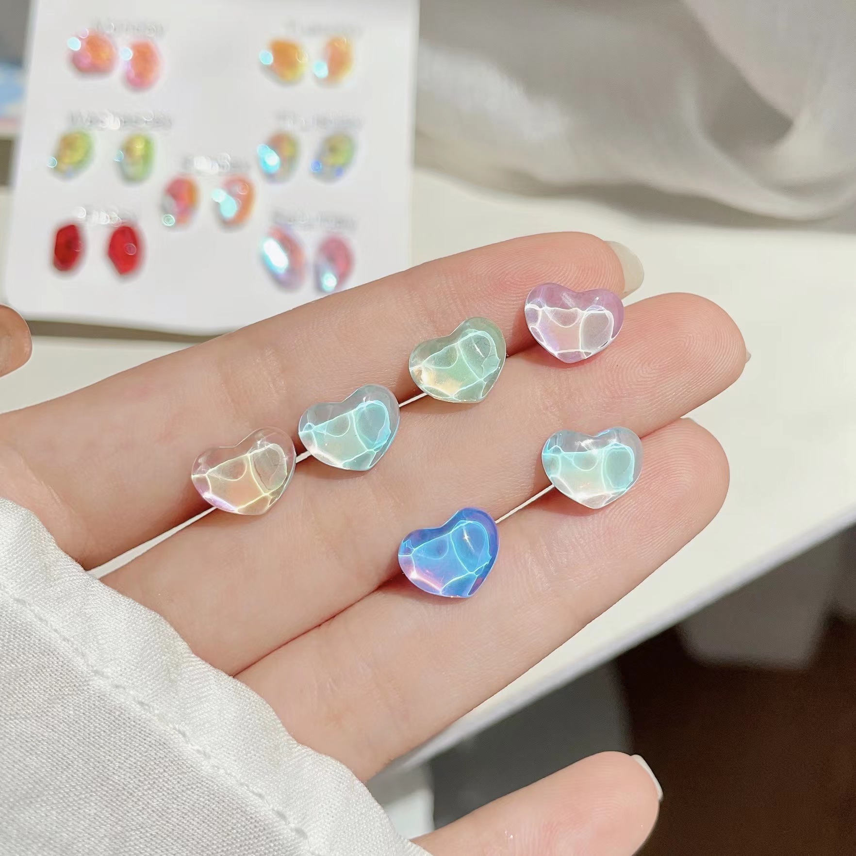 Star and Moon by your side ~ A fresh, mini and shiny set of stud earrings for girls, sweet and cute, versatile forest-style clear and transparent earrings Application Scenario