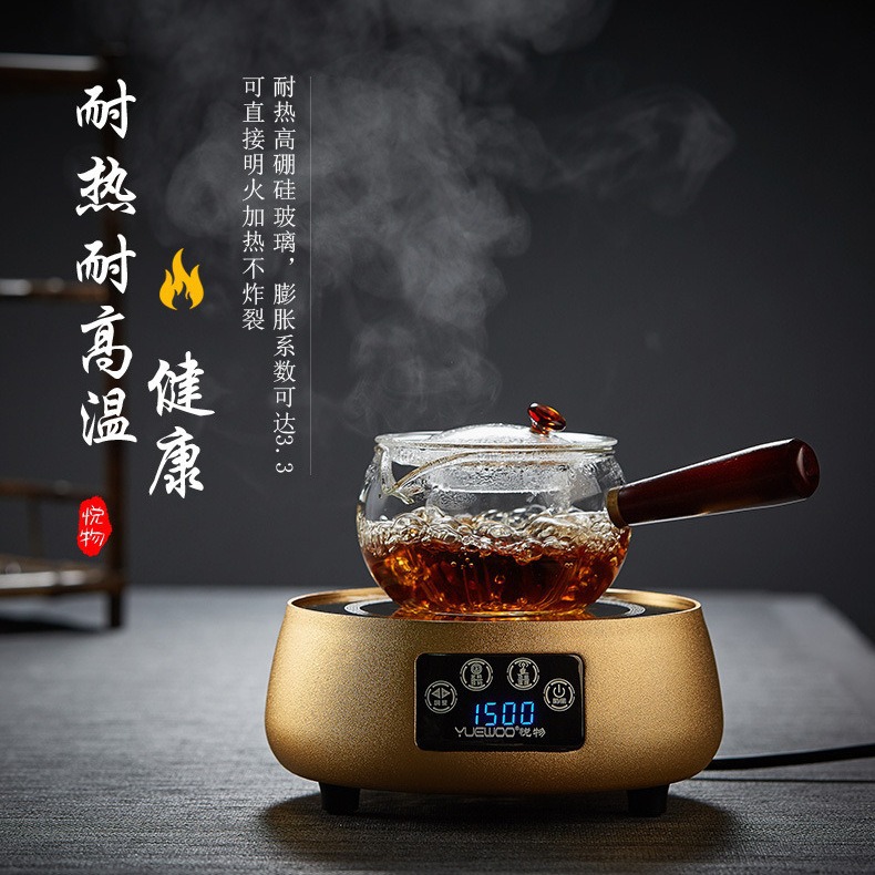 Side-handle separated teapot, electric ceramic stove, special tea brewing apparatus, high-temperature resistant kettle, high borosilicate household tea set Specification drawing