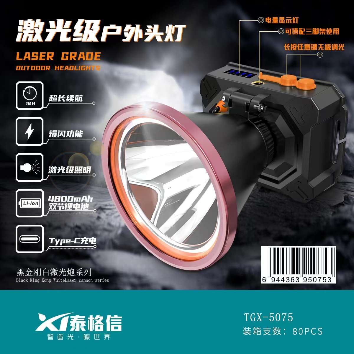 Tegxin Outdoor Camping mountain lithium Battery rechargeable multi-functional headlamp TGX-5075 Outdoor rechargeable headlamp details Picture