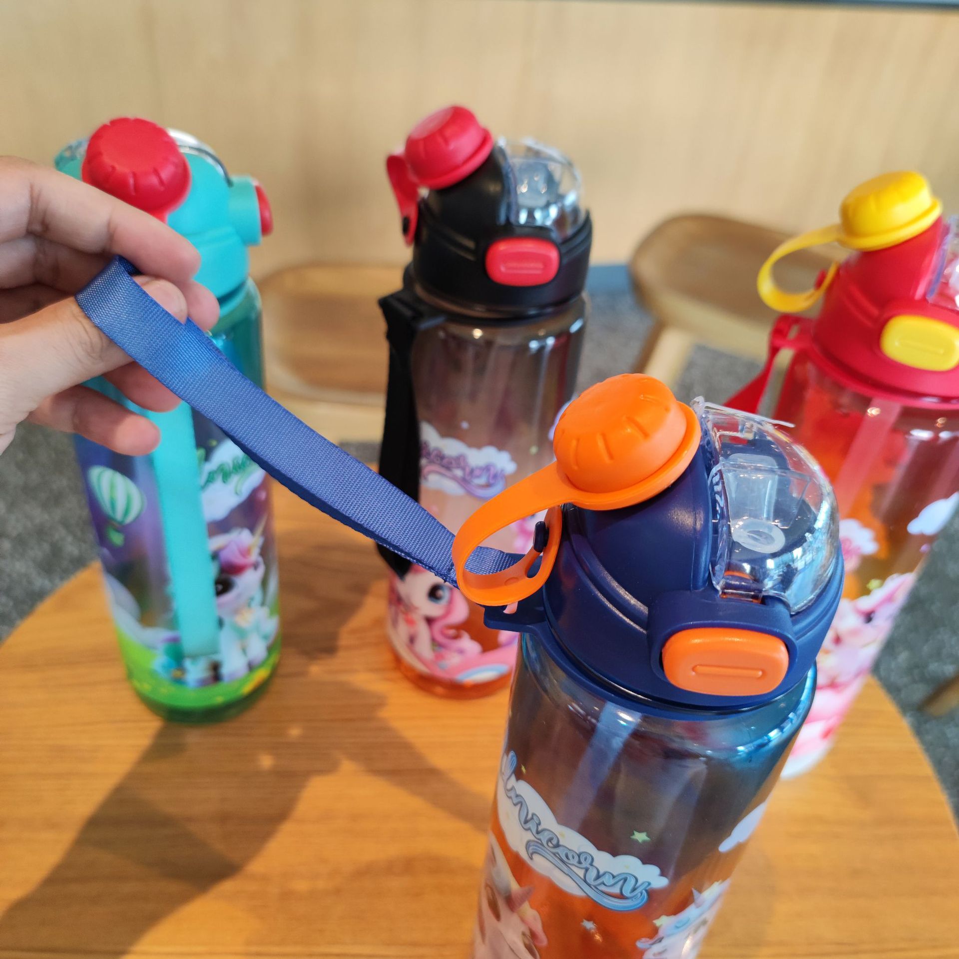 High appearance level unicorn pattern double-spout water cup, straw plastic cup, space cup, outdoor fitness sports water bottle Application Scenario