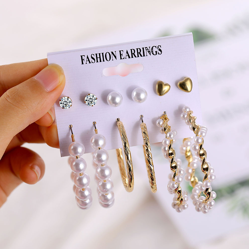 【 Daily Sales of 500】 A new 6-piece set of cross-border best-selling earrings and necklaces for women from Europe and America Specification drawing