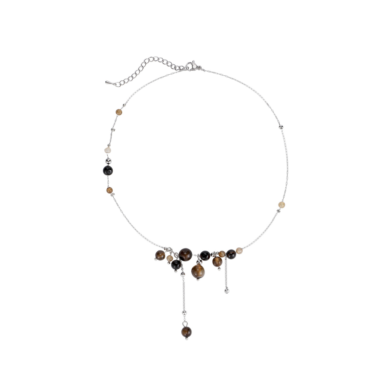 A new retro and ethereal agate beaded necklace for women in 2025, featuring a light luxury, simple and fashionable style, versatile and high-end collarbone chain Item Picture