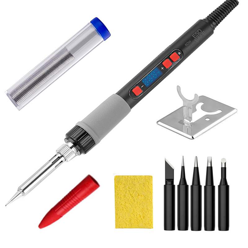 Foreign trade cross-border digital display adjustable temperature constant temperature soldering iron, internal heating type soldering pen 110/220V electric soldering iron set Item Picture