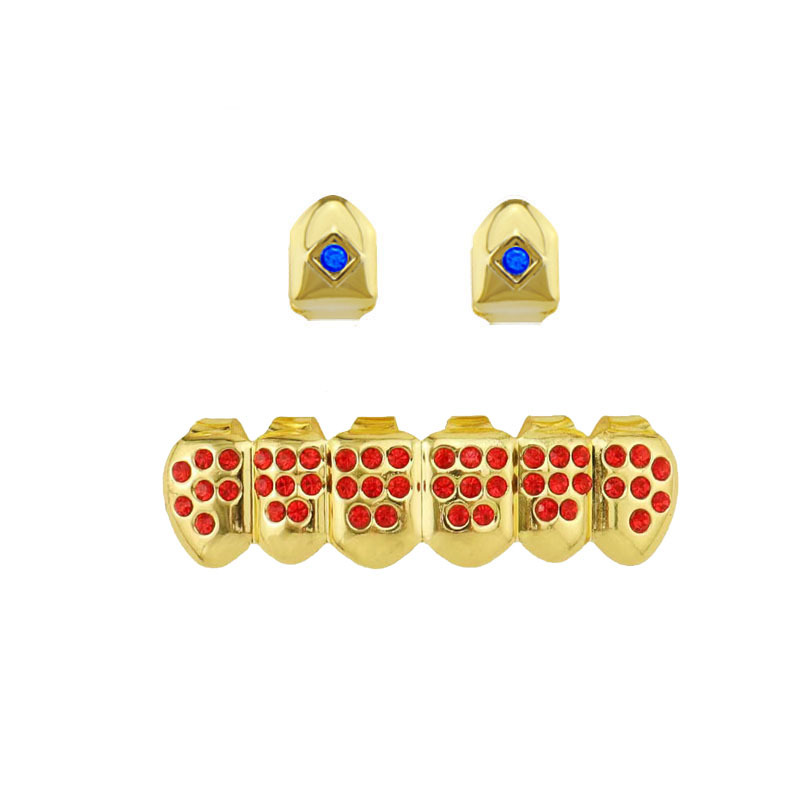 European and American style hiphop glossy single pointed braces, hip-hop braces, small tiger teeth set, vampire gold braces Specification drawing